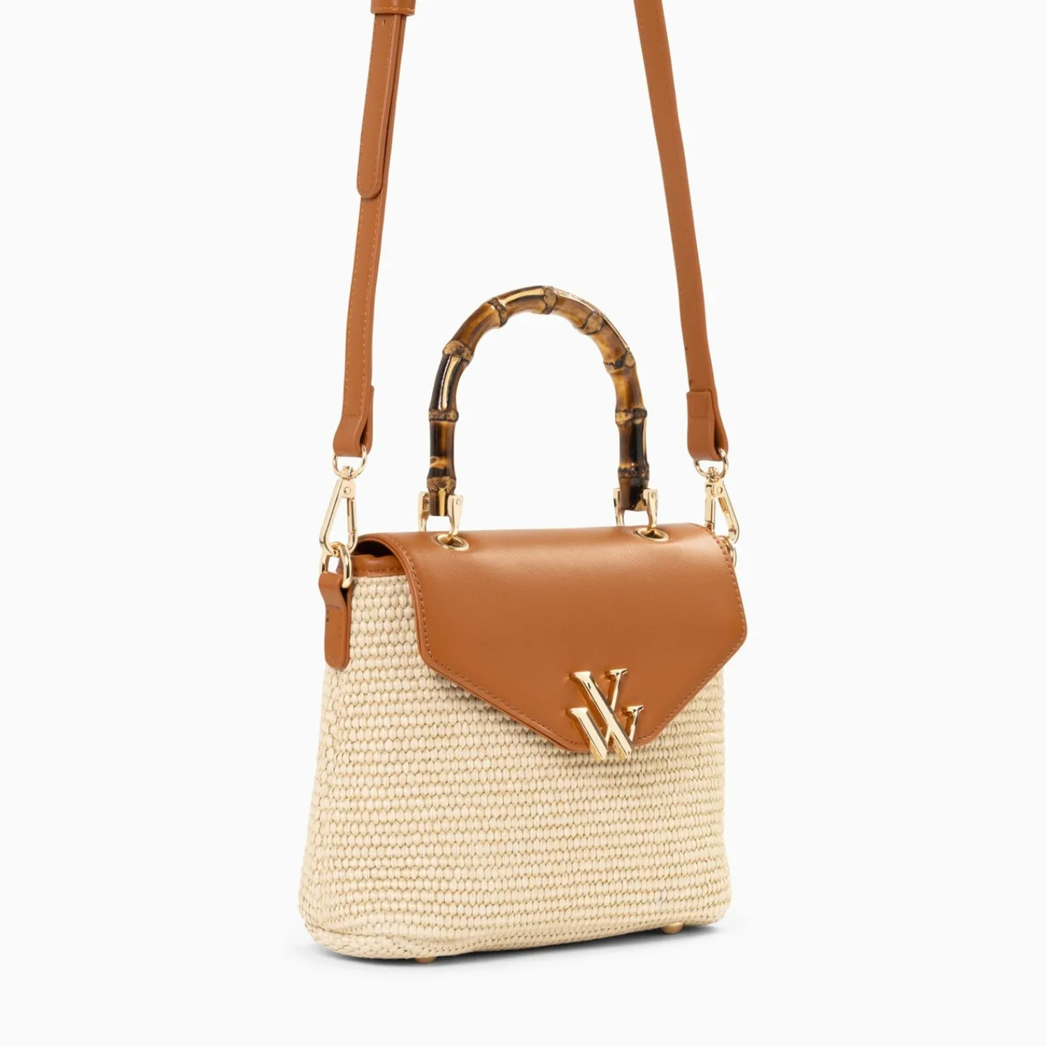 Vanessa Wu Sacs>Sac A Main Gwenaelle Camel A Anse En Faux Bambou