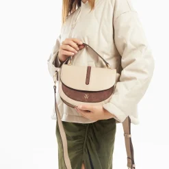 Vanessa Wu Sacs>Sac A Main Loeline Bi-Matiere Taupe