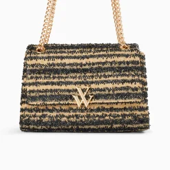 Vanessa Wu Sacs>Sac A Main Naomi Noir Et Beige A Chaine