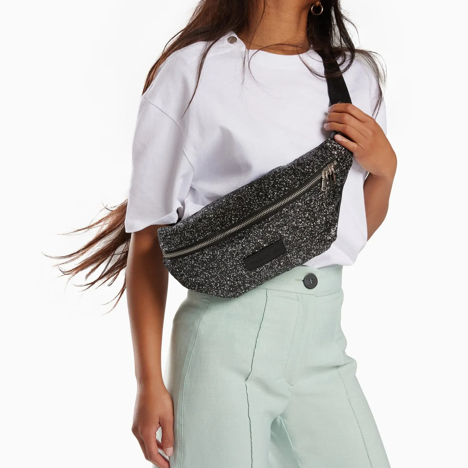 Vanessa Wu Sacs>Sac Banane Lydie Noir A Paillettes