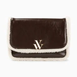 Vanessa Wu Sacs>Sac Bandouliere Bertina Marron A Rabat Et Faux Shearling