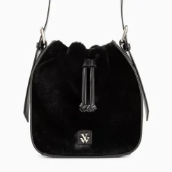 Vanessa Wu Sacs>Sac Bourse Gladis Noir En Fausse Fourrure