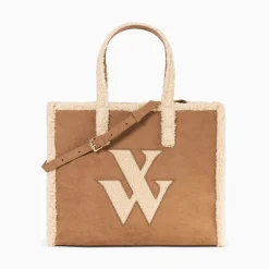 Vanessa Wu Sacs>Sac Cabas Luba Camel Et Beige En Fausse Fourrure