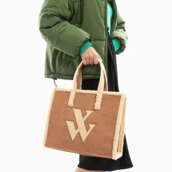 Vanessa Wu Sacs>Sac Cabas Luba Camel Et Beige En Fausse Fourrure