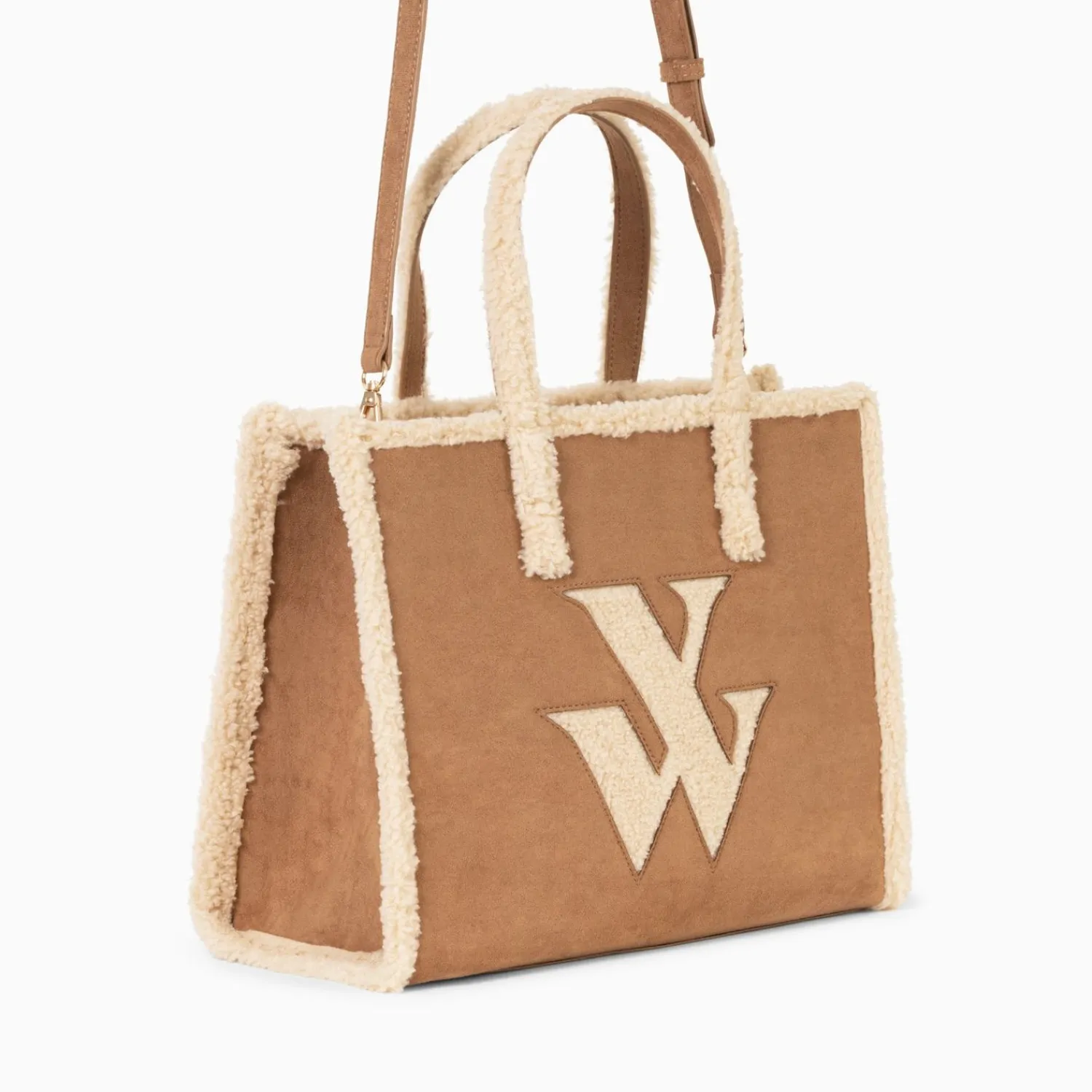 Vanessa Wu Sacs>Sac Cabas Luba Camel Et Beige En Fausse Fourrure