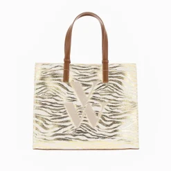 Vanessa Wu Sacs>Sac Cabas Monogramme Emilia Zebre Or