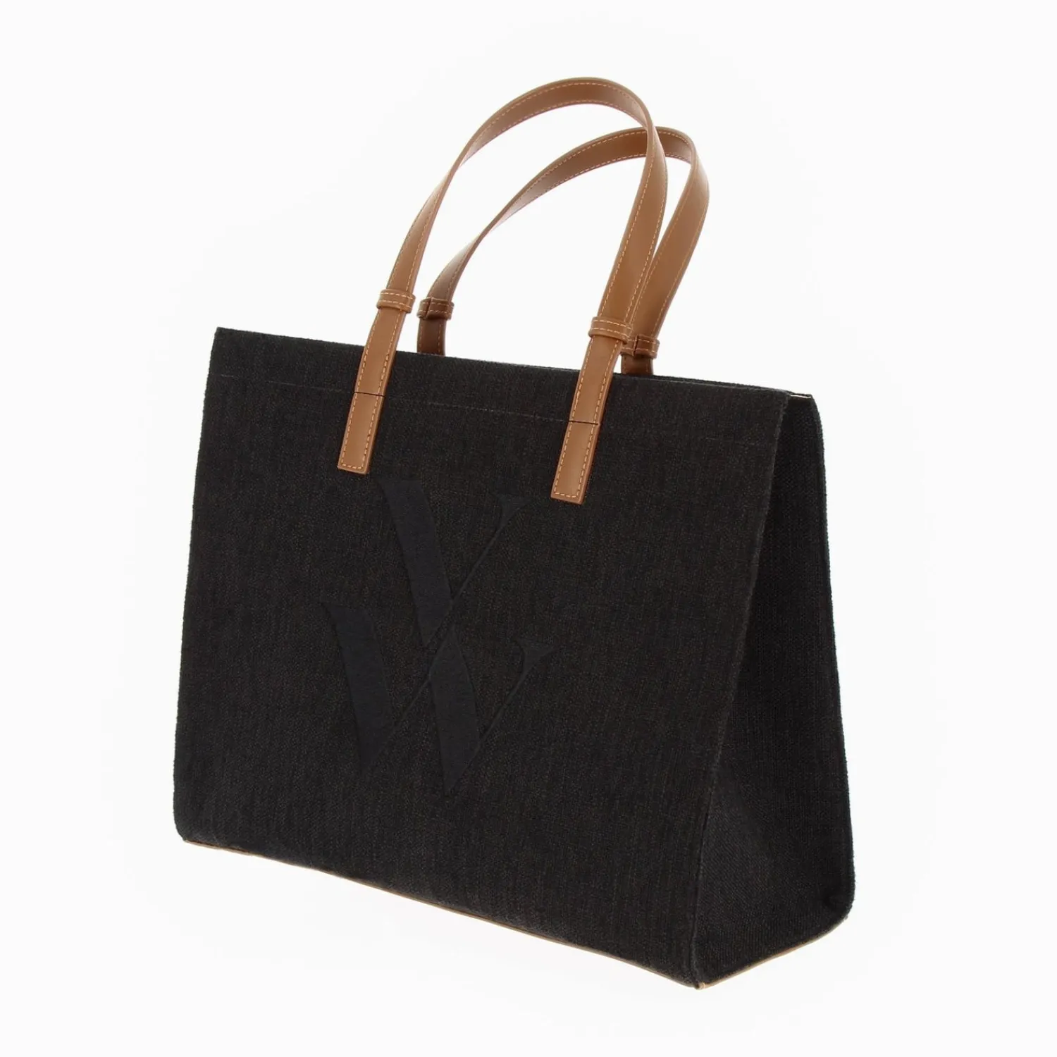 Vanessa Wu Sacs>Sac Cabas Monogramme Emilia Noir