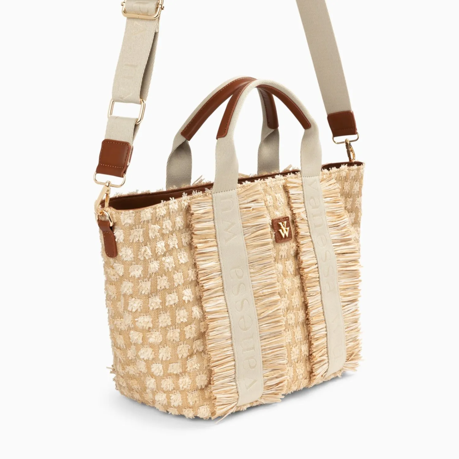 Vanessa Wu Sacs>Sac Cabas Trapeze Maya Beige A Franges
