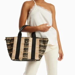 Vanessa Wu Sacs>Sac Cabas Trapeze Maya Noir A Franges