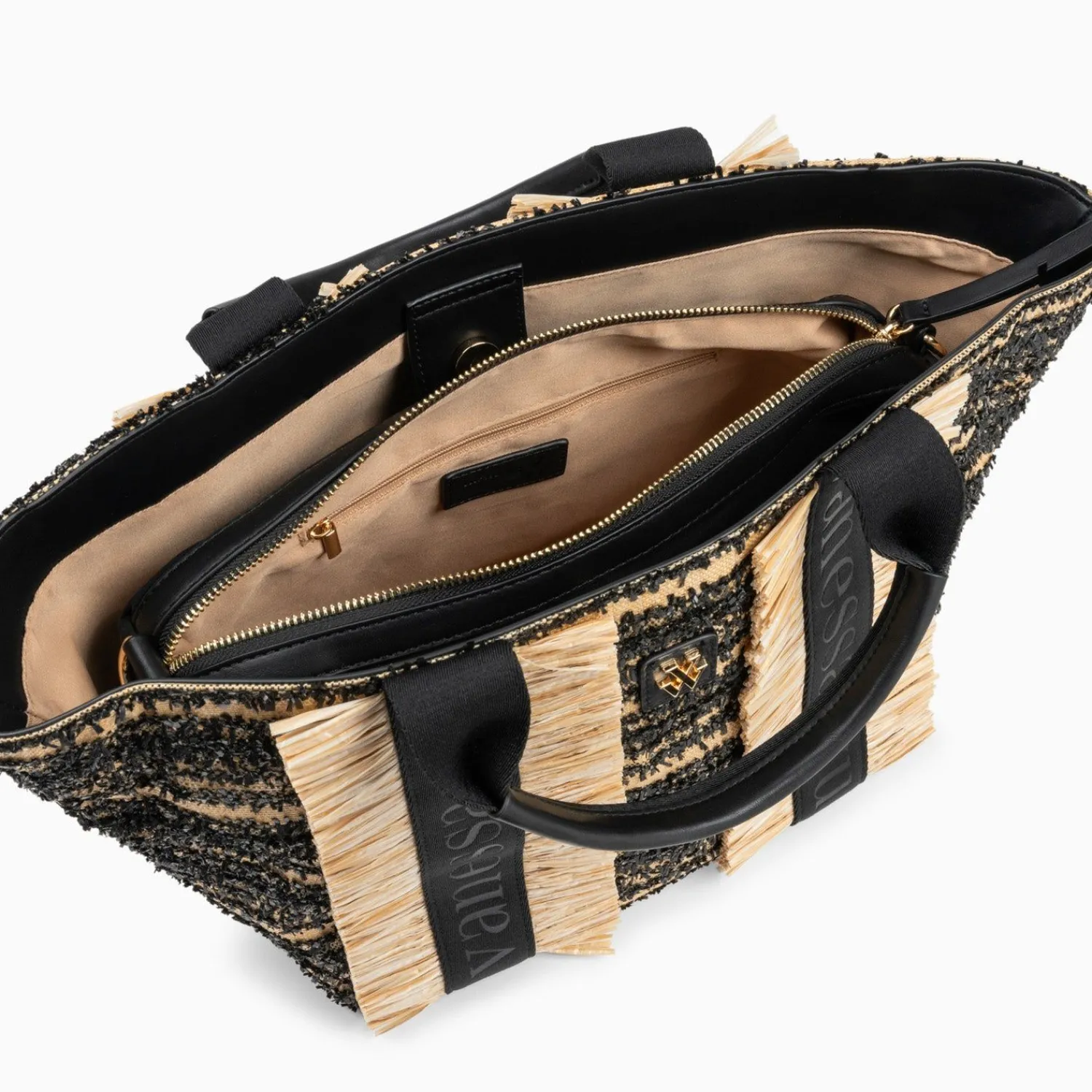 Vanessa Wu Sacs>Sac Cabas Trapeze Maya Noir A Franges