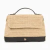 Vanessa Wu Sacs>Sac Cartable Katie En Raphia Beige A Details Noirs
