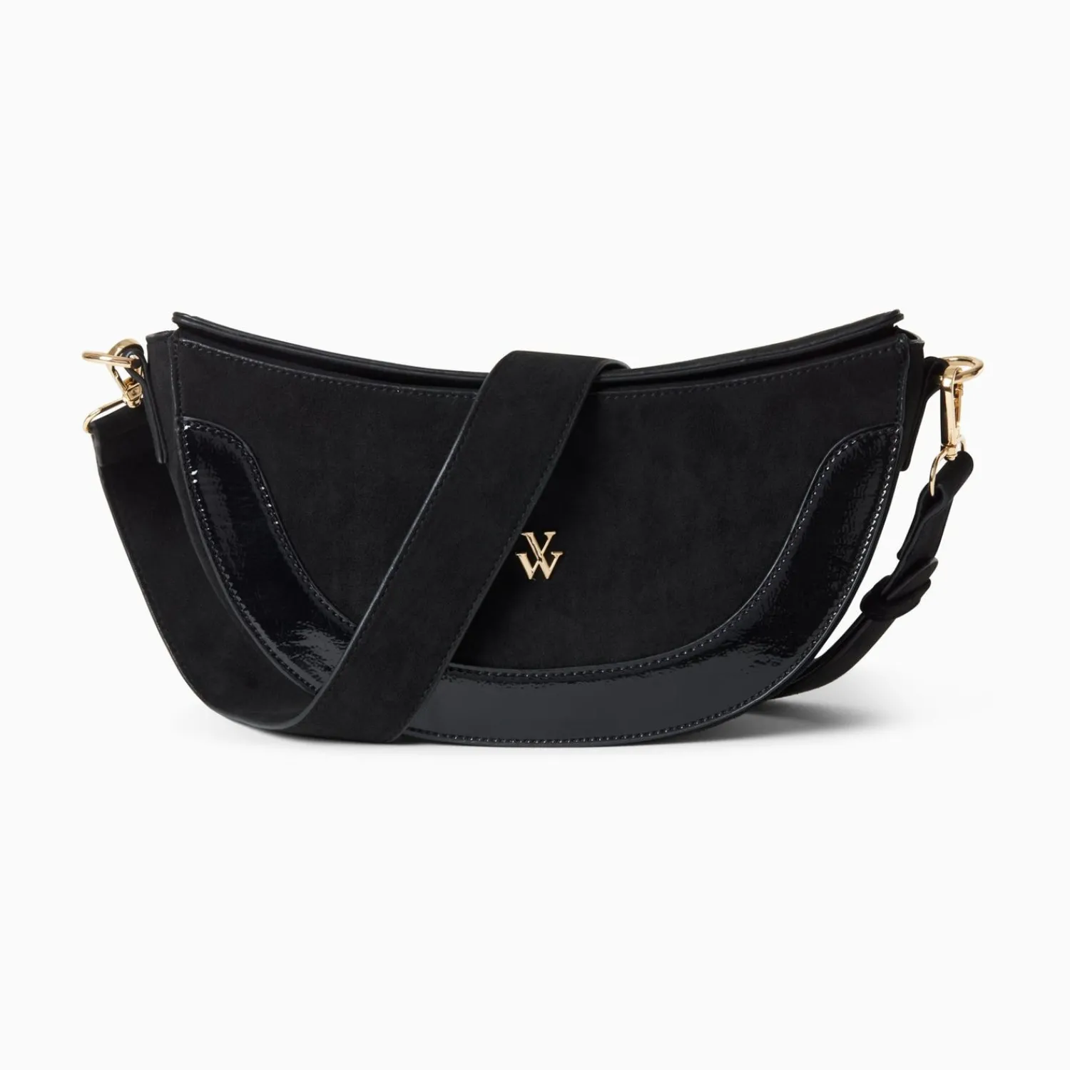 Vanessa Wu Sacs>Sac Demi-Lune Rym Noir Bi-Matiere