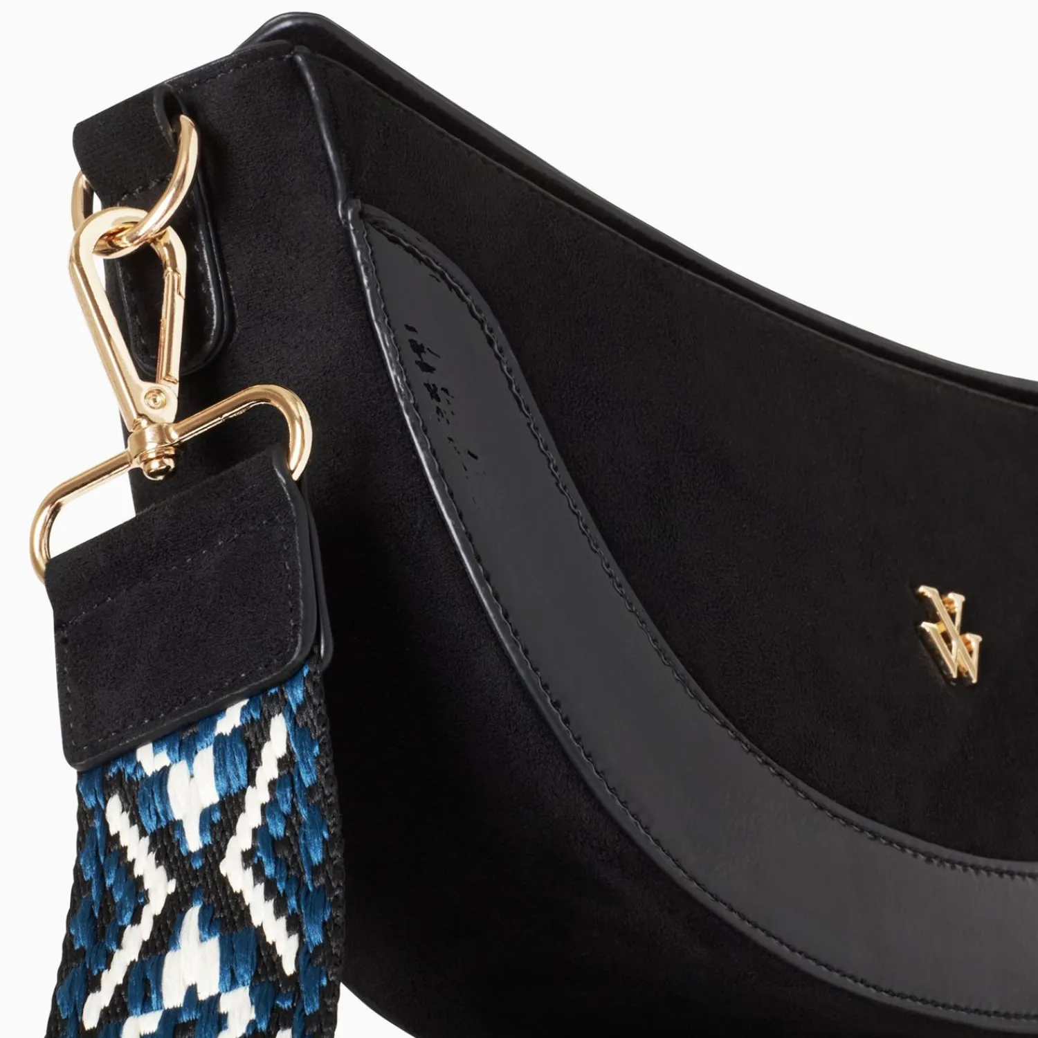Vanessa Wu Sacs>Sac Demi-Lune Rym Noir Bi-Matiere