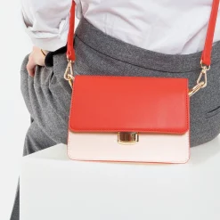 Vanessa Wu Sacs>Sac Rigide Lucia Rouge Et Jaune A Rabat