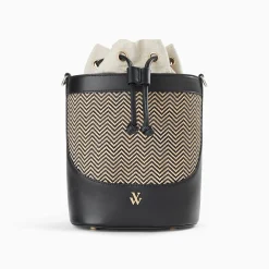 Vanessa Wu Sacs>Sac Seau Maryline Noir En Raphia Tresse