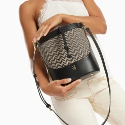 Vanessa Wu Sacs>Sac Seau Maryline Noir En Raphia Tresse