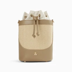 Vanessa Wu Sacs>Sac Seau Maryline Taupe En Raphia Tresse