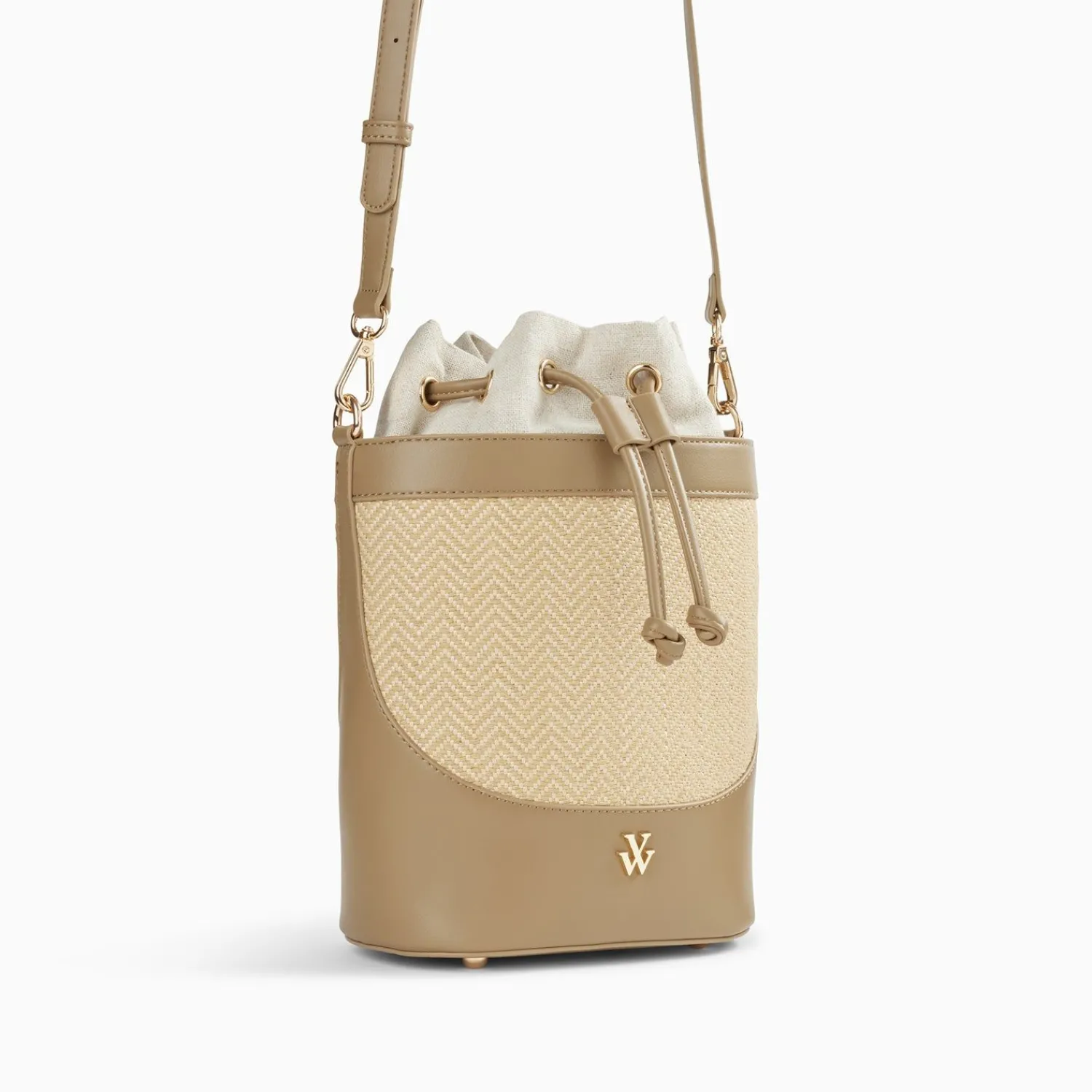 Vanessa Wu Sacs>Sac Seau Maryline Taupe En Raphia Tresse
