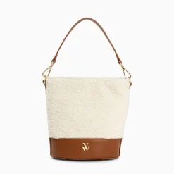 Vanessa Wu Sacs>Sac Seau Milou Ivoire Et Camel En Faux Shearling