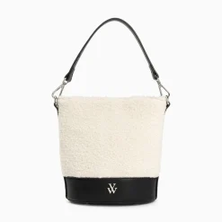 Vanessa Wu Sacs>Sac Seau Milou Ivoire Et Noir En Faux Shearling