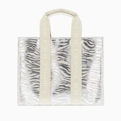 Vanessa Wu Sacs>Sac Shopper Carolina Zebre Argent A Anses Beige