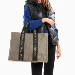 Vanessa Wu Sacs>Sac Shopper Maisie Oversize Taupe Et Noir