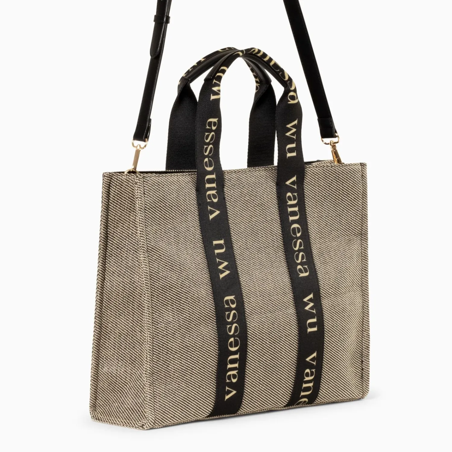 Vanessa Wu Sacs>Sac Shopper Maisie Oversize Taupe Et Noir