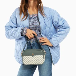 Vanessa Wu Sacs>Sacoche Manelle Verte A Toile Monogramme