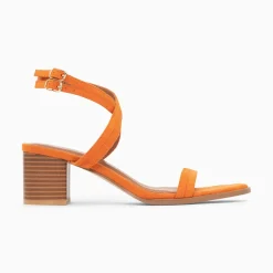 Vanessa Wu Sandales À Talon, Compensées>Sandales A Talon Bella Orange A Doubles Brides