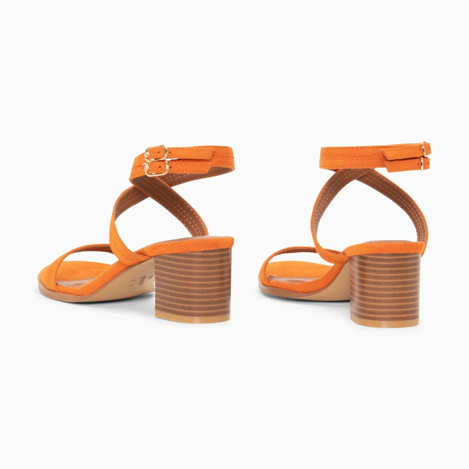 Vanessa Wu Sandales À Talon, Compensées>Sandales A Talon Bella Orange A Doubles Brides