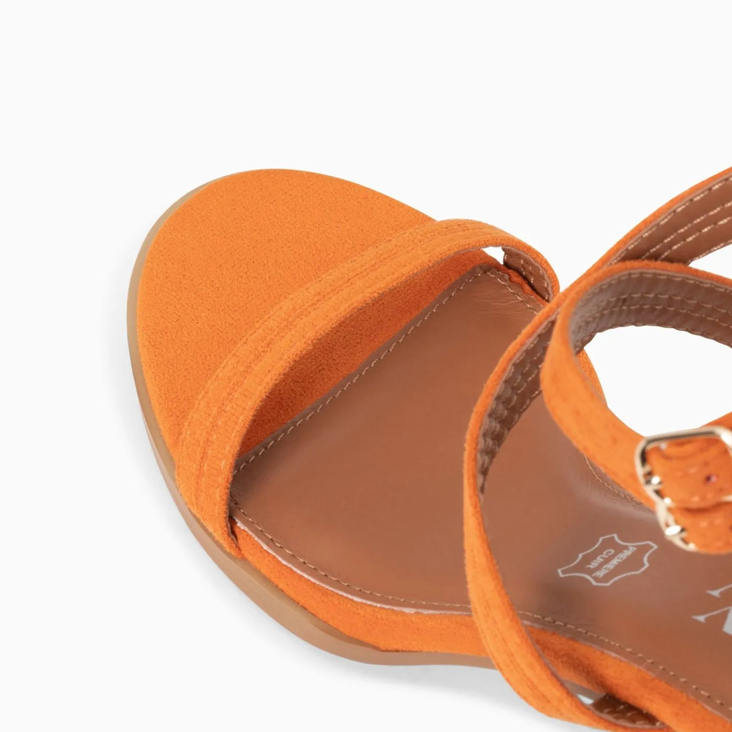 Vanessa Wu Sandales À Talon, Compensées>Sandales A Talon Bella Orange A Doubles Brides