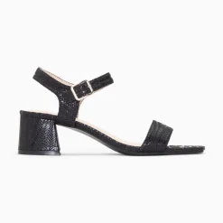 Vanessa Wu Sandales À Talon, Compensées>Sandales A Talon Jenna Noires En Tissu Jacquard