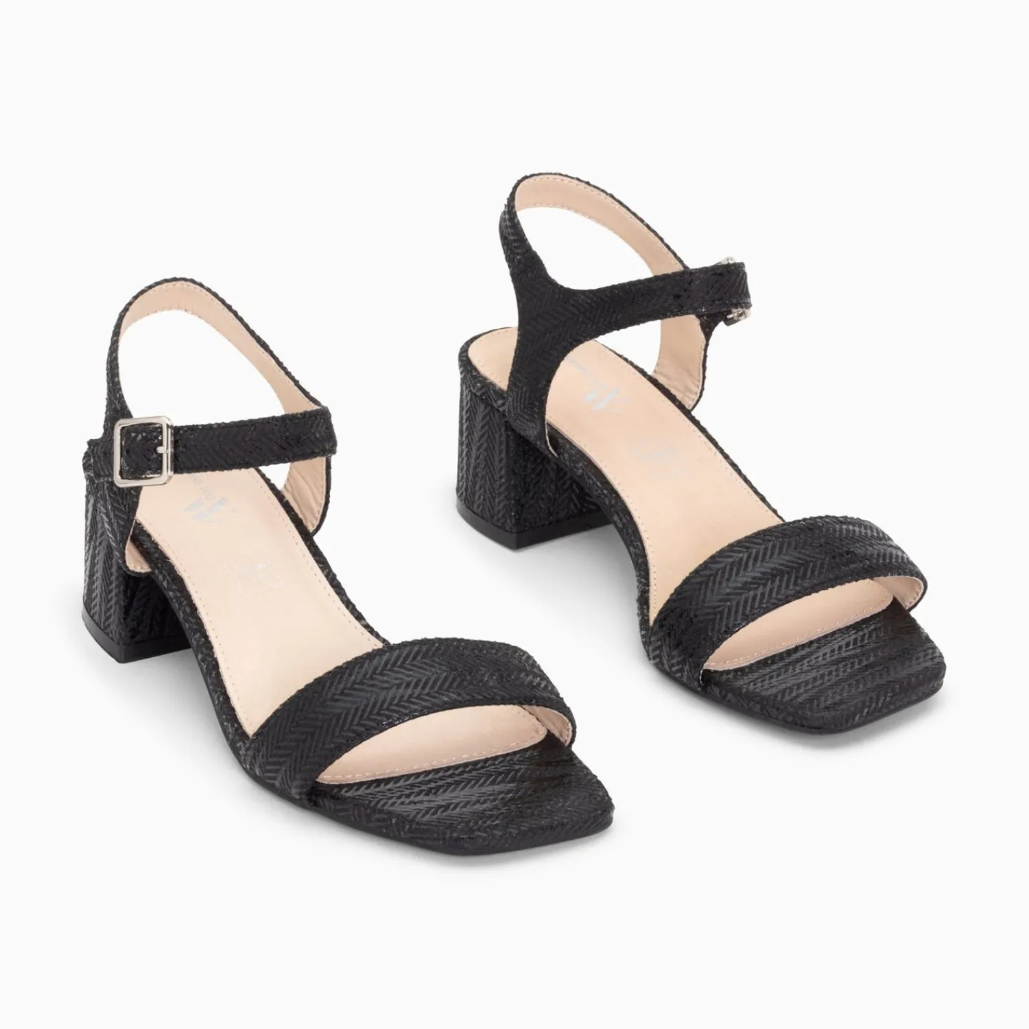 Vanessa Wu Sandales À Talon, Compensées>Sandales A Talon Jenna Noires En Tissu Jacquard