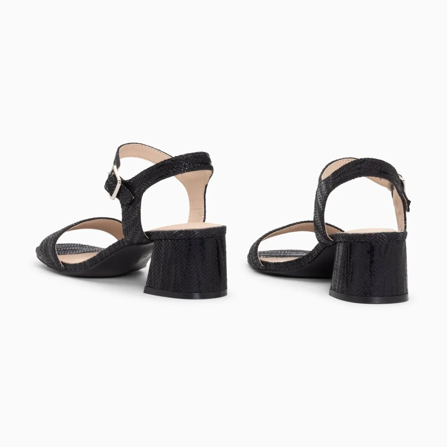 Vanessa Wu Sandales À Talon, Compensées>Sandales A Talon Jenna Noires En Tissu Jacquard