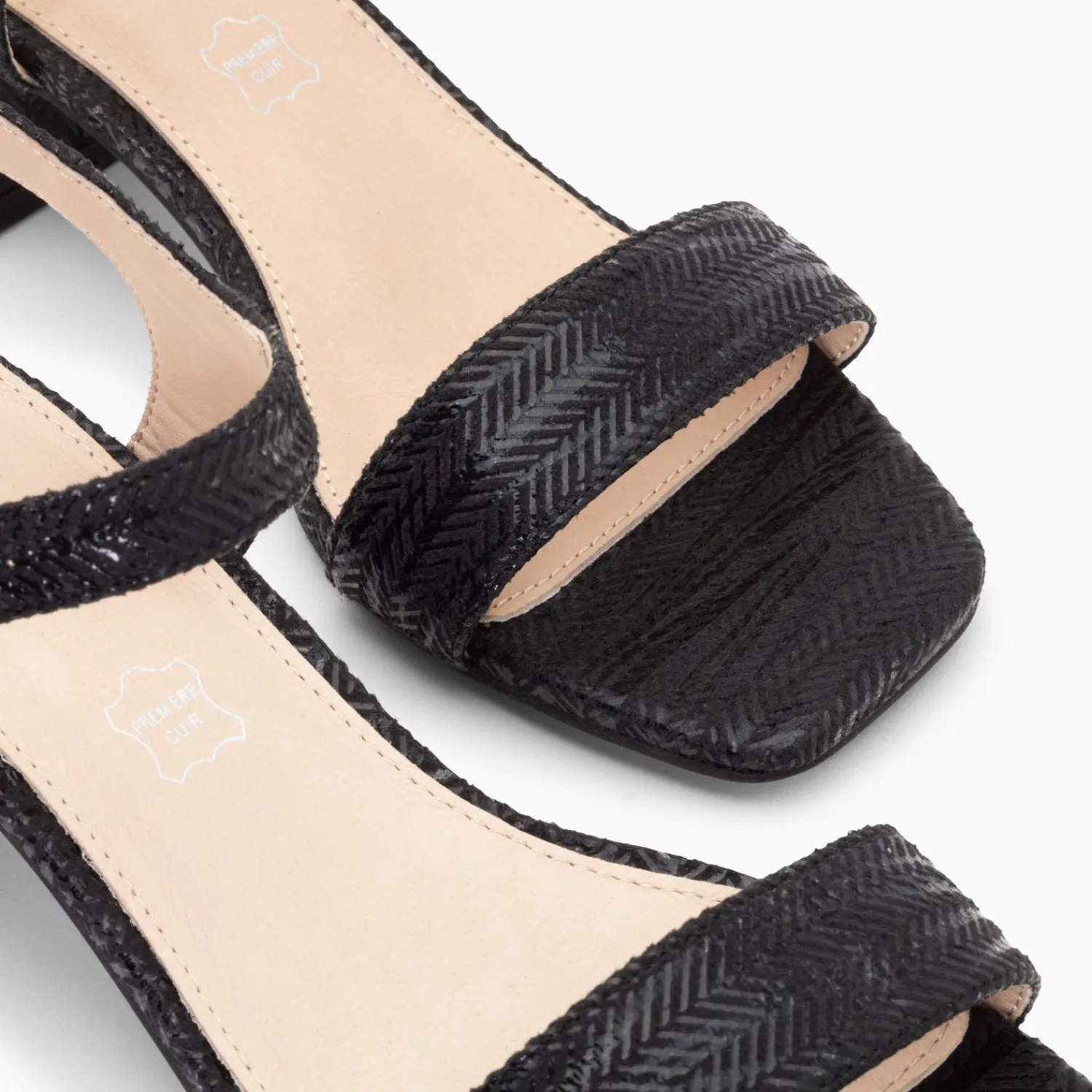 Vanessa Wu Sandales À Talon, Compensées>Sandales A Talon Jenna Noires En Tissu Jacquard