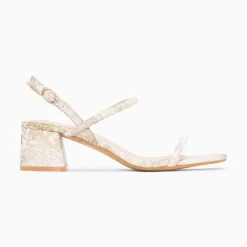 Vanessa Wu Sandales À Talon, Compensées>Sandales A Talon Minimalistes Tiphaine Tissees Blanc Et Or