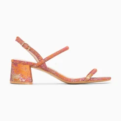 Vanessa Wu Sandales À Talon, Compensées>Sandales A Talon Minimalistes Tiphaine Tissees Orange Et Or