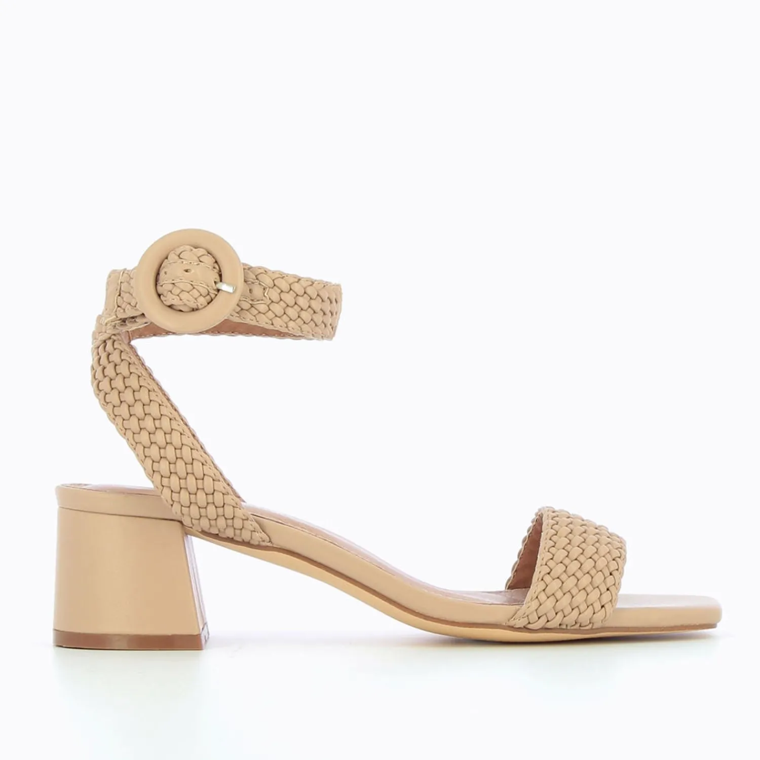 Vanessa Wu Sandales À Talon, Compensées>Sandales A Talon Tressees Emmeline Taupe Rose