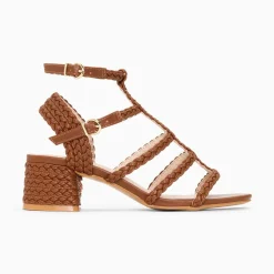 Vanessa Wu Sandales À Talon, Compensées>Sandales A Talon Tressees Claudia Camel
