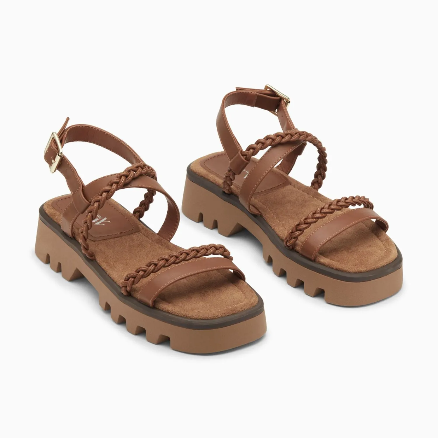 Vanessa Wu Sandales Plates>Sandales Bonnie Camel A Brides Tressees Et Plateforme Crantee