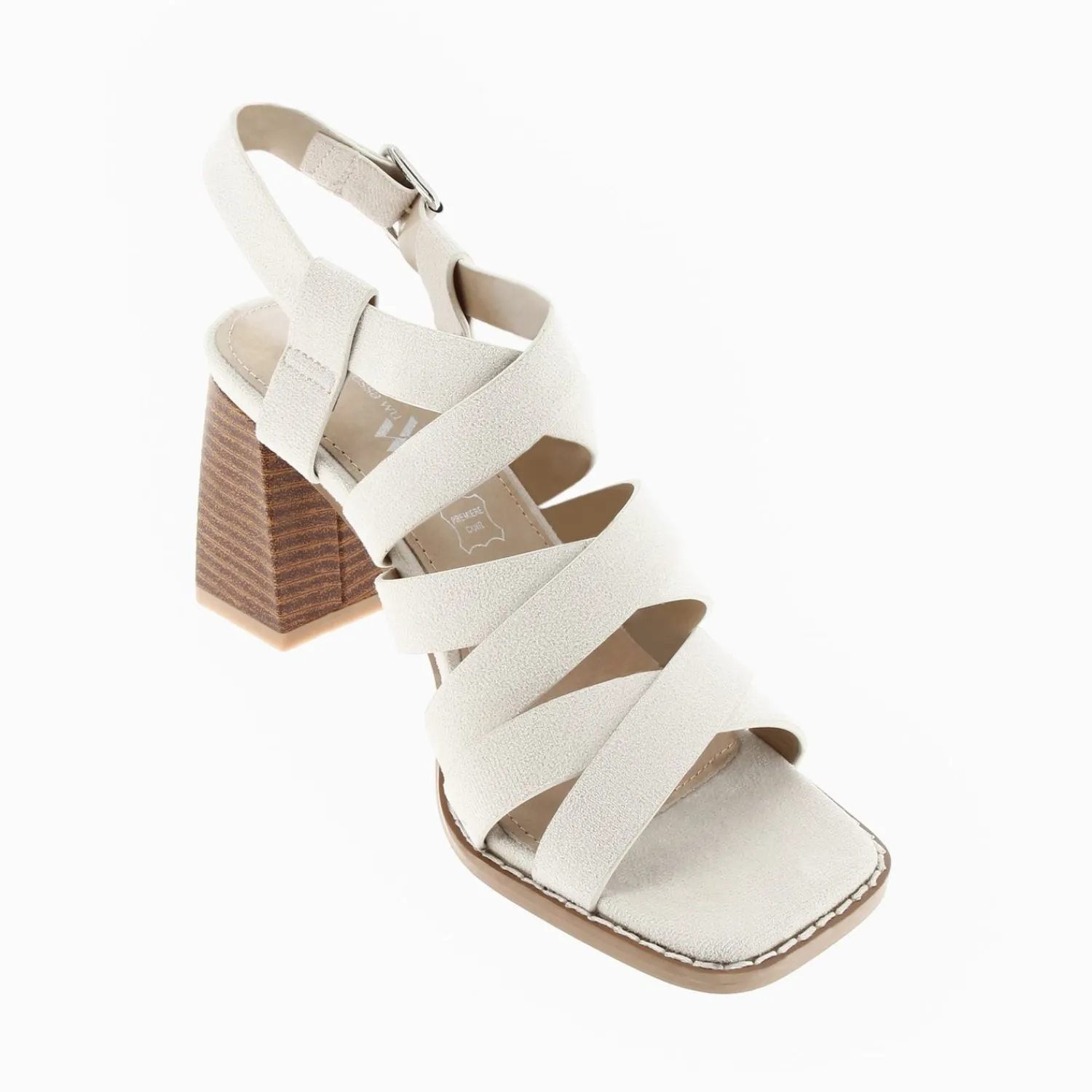 Vanessa Wu Sandales À Talon, Compensées>Sandales Carrie Beige Clair A Multibrides Croisees Et Talon Haut