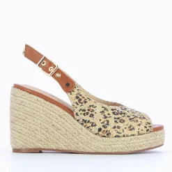 Vanessa Wu Sandales À Talon, Compensées>Sandales Compensees Gaelle En Tweed Leopard Beige