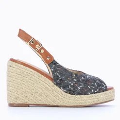 Vanessa Wu Sandales À Talon, Compensées>Sandales Compensees Gaelle En Tweed Leopard Anthracite