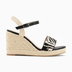 Vanessa Wu Sandales À Talon, Compensées>Sandales Compensees Honorine Noires En Tissu Jacquard