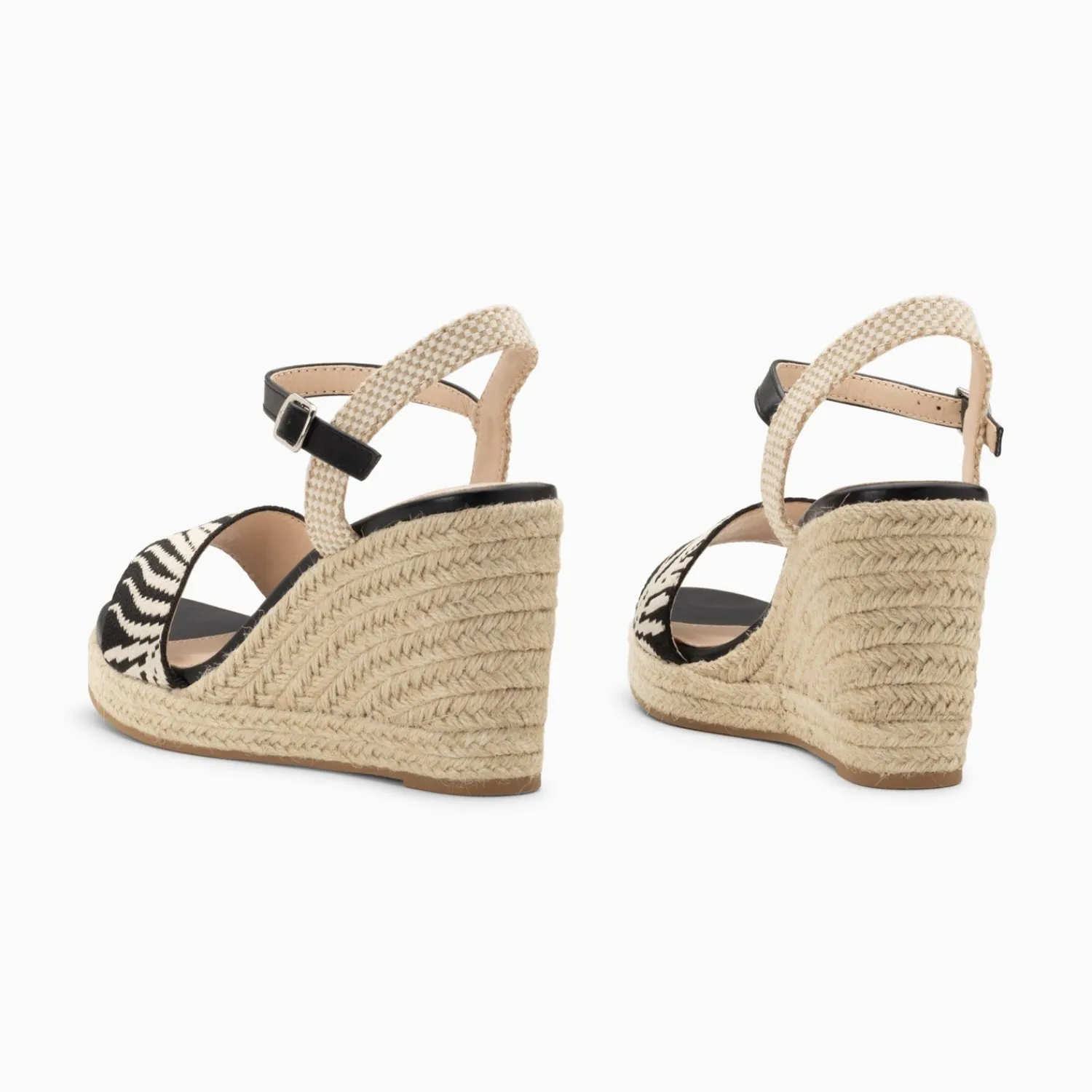 Vanessa Wu Sandales À Talon, Compensées>Sandales Compensees Honorine Noires En Tissu Jacquard