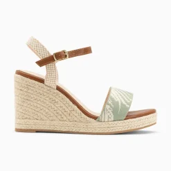 Vanessa Wu Sandales À Talon, Compensées>Sandales Compensees Honorine Vert En Tissu Jacquard