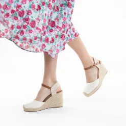 Vanessa Wu Sandales À Talon, Compensées>Sandales Compensees Lilou Beige Clair Effet Tisse