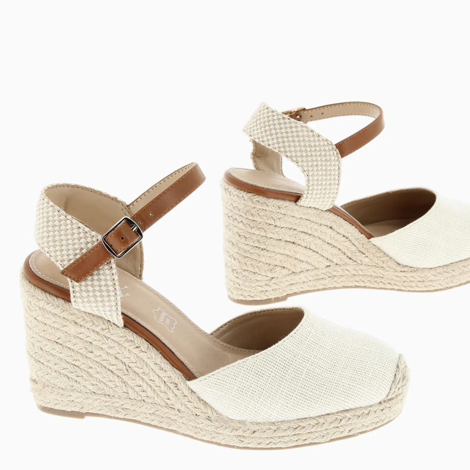 Vanessa Wu Sandales À Talon, Compensées>Sandales Compensees Lilou Beige Clair Effet Tisse