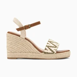 Vanessa Wu Sandales À Talon, Compensées>Sandales Compensees Malvina Kaki En Tissu Jacquard