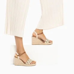 Vanessa Wu Sandales À Talon, Compensées>Sandales Compensees Malvina Kaki En Tissu Jacquard
